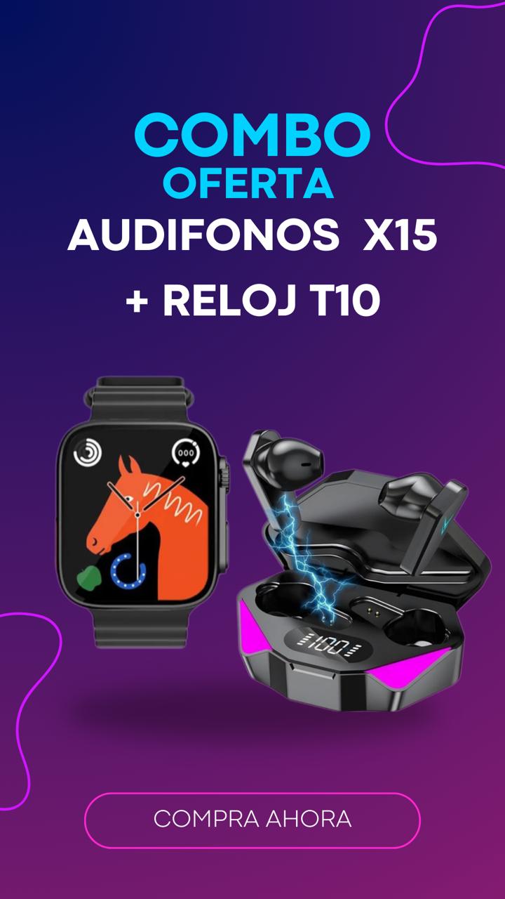 Combo reloj T10 y audífonos X15 gamer